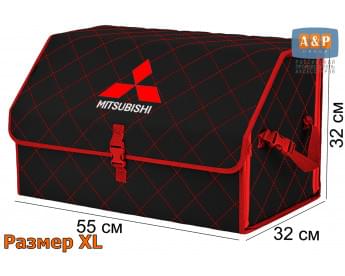Органайзер-саквояж "Союз" в багажник Mitsubishi (Митсубиши), размер XL. Цвет: черный с красной прострочкой Ромб.