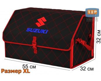 Органайзер-саквояж "Союз" в багажник Suzuki (Сузуки), размер XL. Цвет: черный с красной прострочкой Ромб.