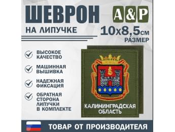 Шеврон на липучке «Герб Калининградской области». Размер 100х85 мм. Цвет: хаки.