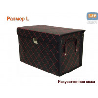 Органайзер в багажник "Премьер" (размер L). Цвет: черный с красной прострочкой Ромб.